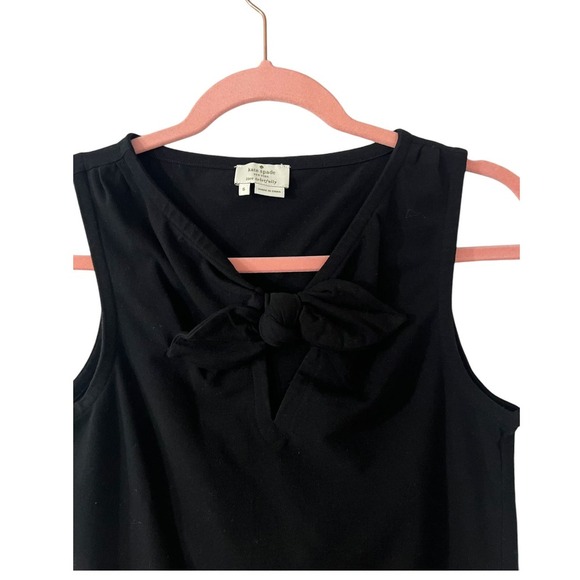 Kate Spade Size S Black top bow front keyhole top cotton blend sleeveless - Picture 4 of 12